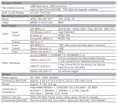 TEAC SPECIFICATION