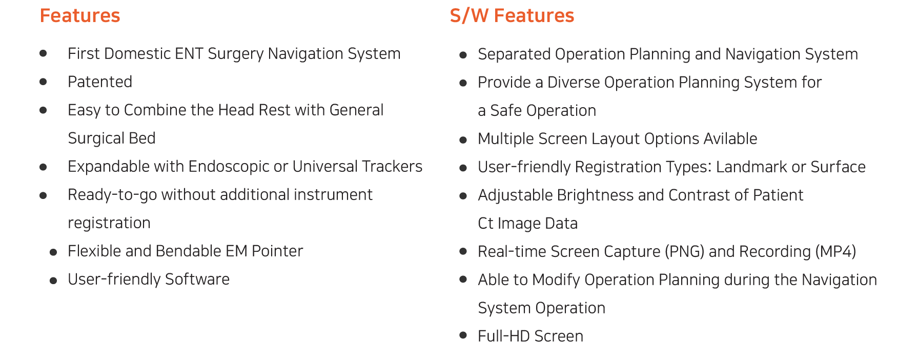 key features of NAVIOL ENT Surgery Navigation System